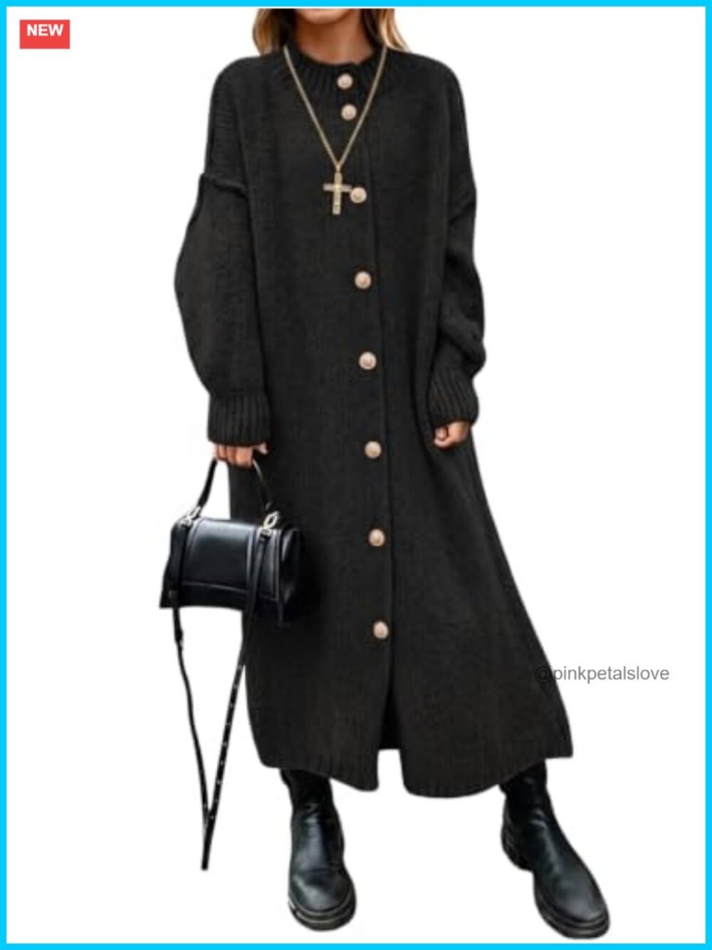 Womens Long Cardigan Sweater Dress Oversized Button Up Midi Knit